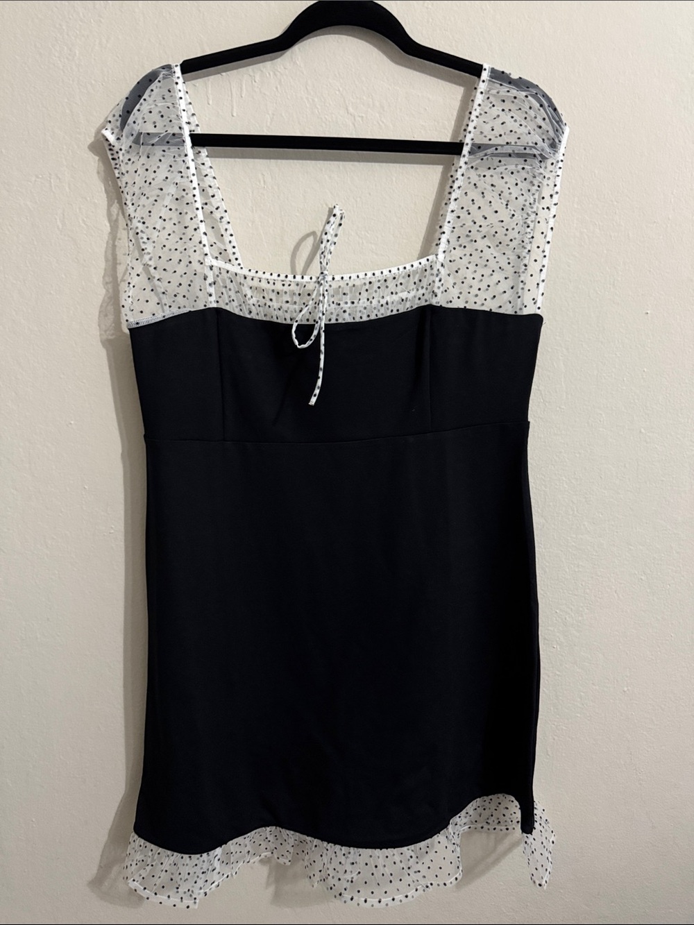 American Eagle Outfitters Black Dress with White Polka Dot Trim